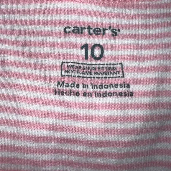 Carters Girls Pajama Shirt Top Long Sleeve Pullover Owl Patch Pink White Size 10 - Picture 5 of 6